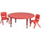 Emma and Oliver 45" Round Plastic Height Adjustable Activity Table Set with 2 Chairs